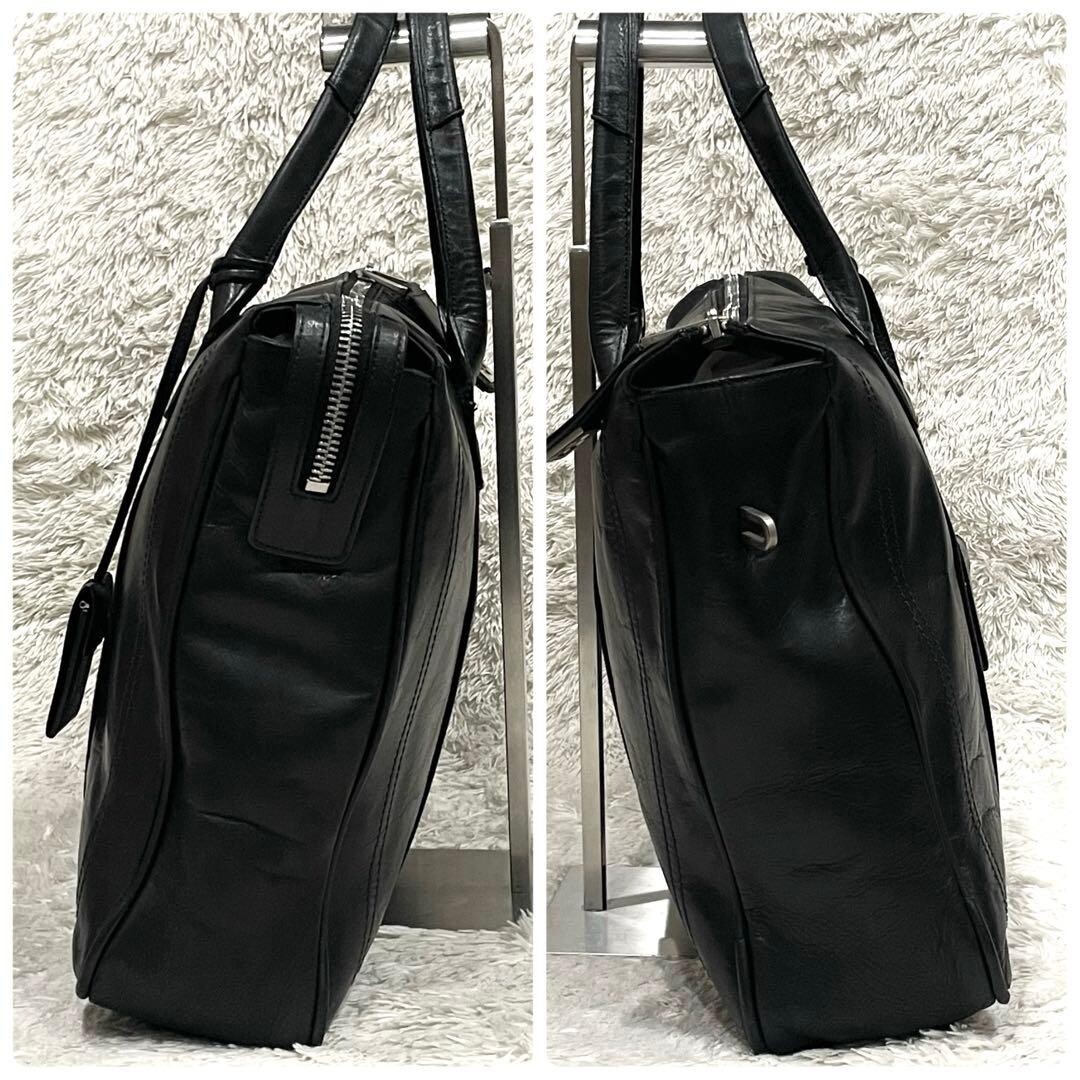Bally Trainspotting Leather Business Tote Bag Black A4 TAJEST MD Striped 40cm