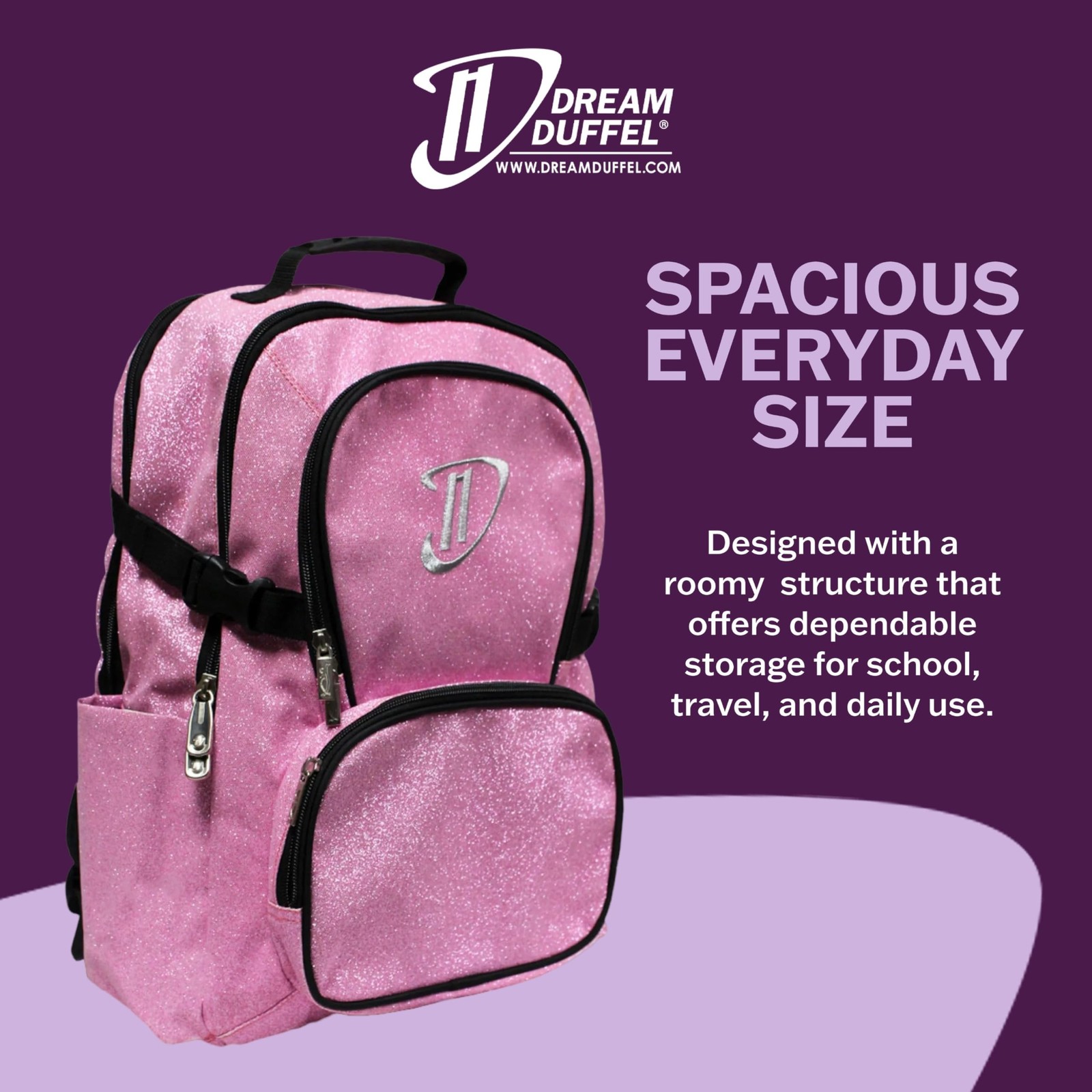 Pink Backpack for Women & Kids, Small Travel Bag, Water-Resistant, 17.5″x14″