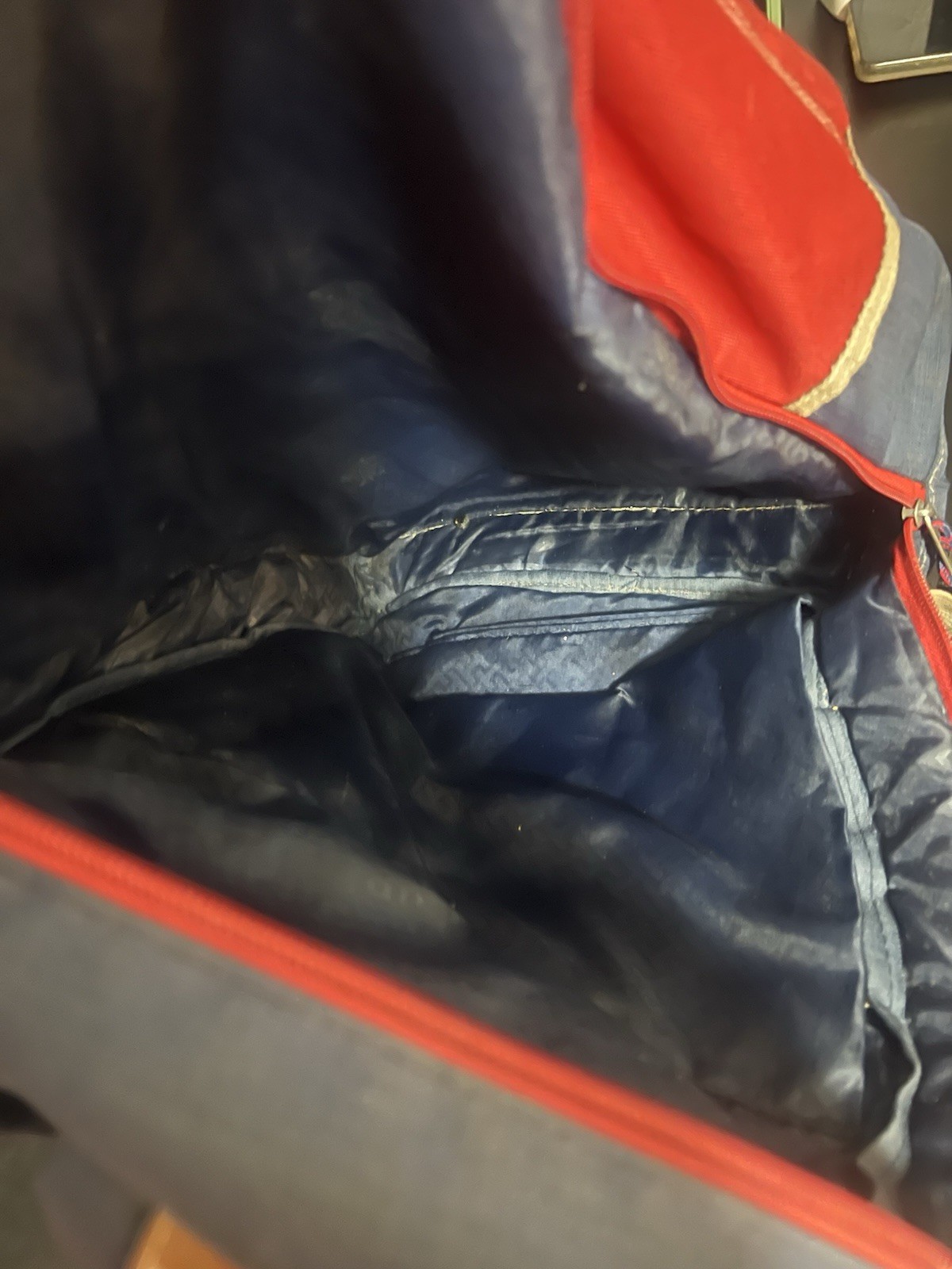 Tommy Hilfiger Red/Blue/Tan Colorblock Backpack Zip, Padded Adjustable Strap