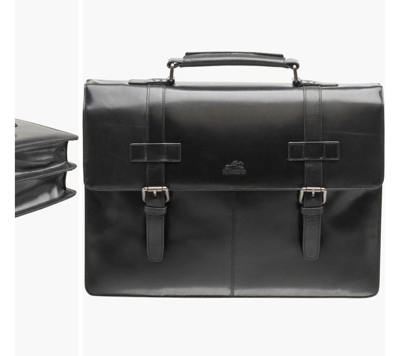 Mancini Leather Goods Luxurious Italian Leather Laptop Briefcase 95897 Black