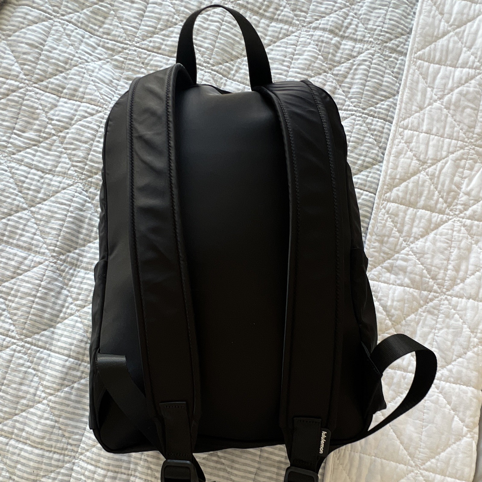 lululemon Black Large Backpack Zip Closure Top Handle Adjustable Straps Pockets
