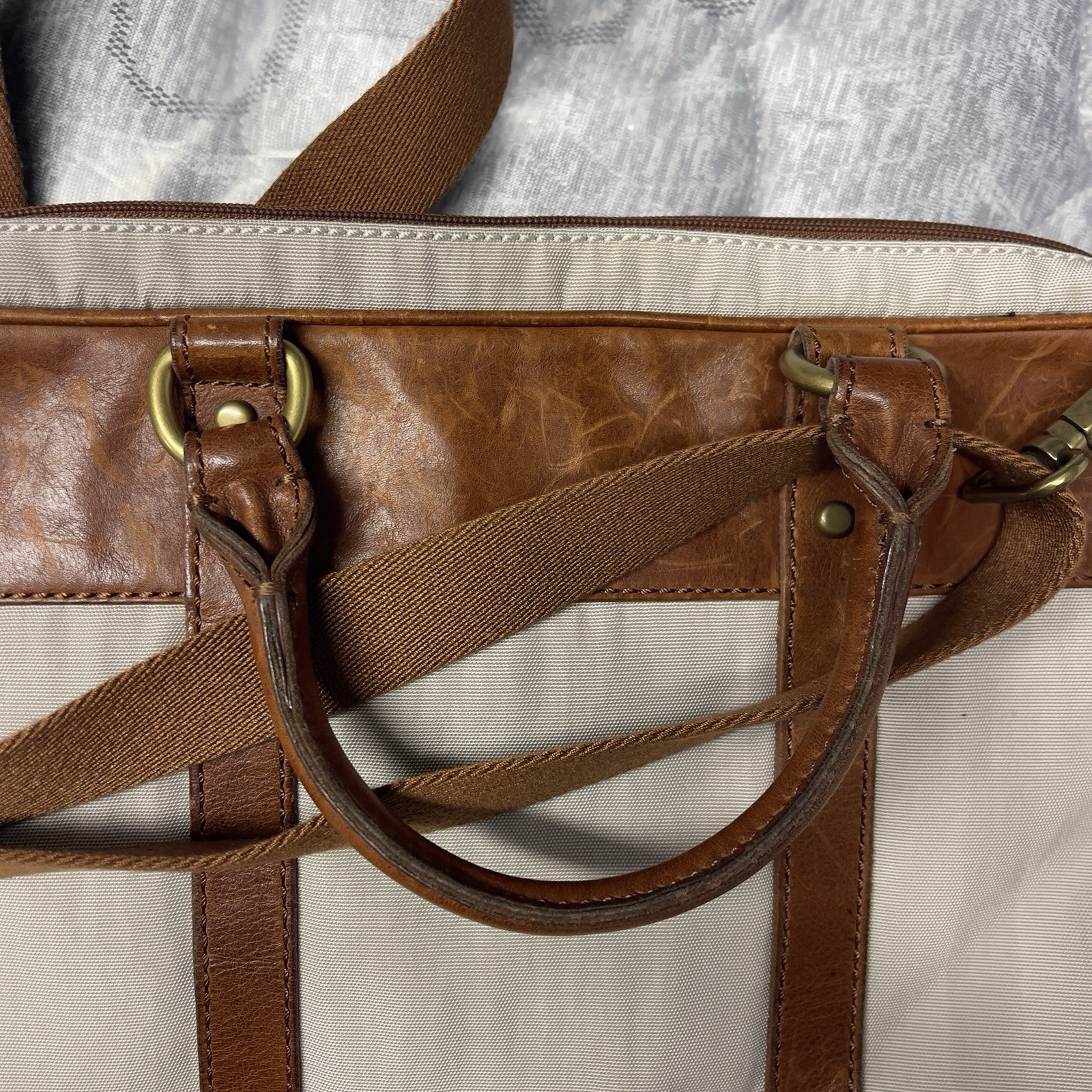 Fossil estate document Messenger Bag Shoulder Bag Leather Handles Twill Leather.