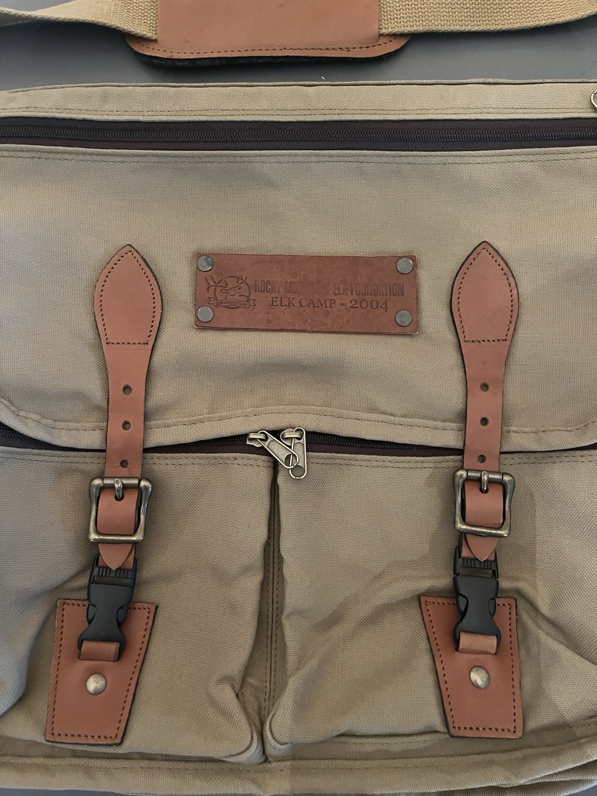 Vtg Rocky Mountain Elk Foundation RMEF Canvas Satchel Shoulder Bag Elk Camp 2004