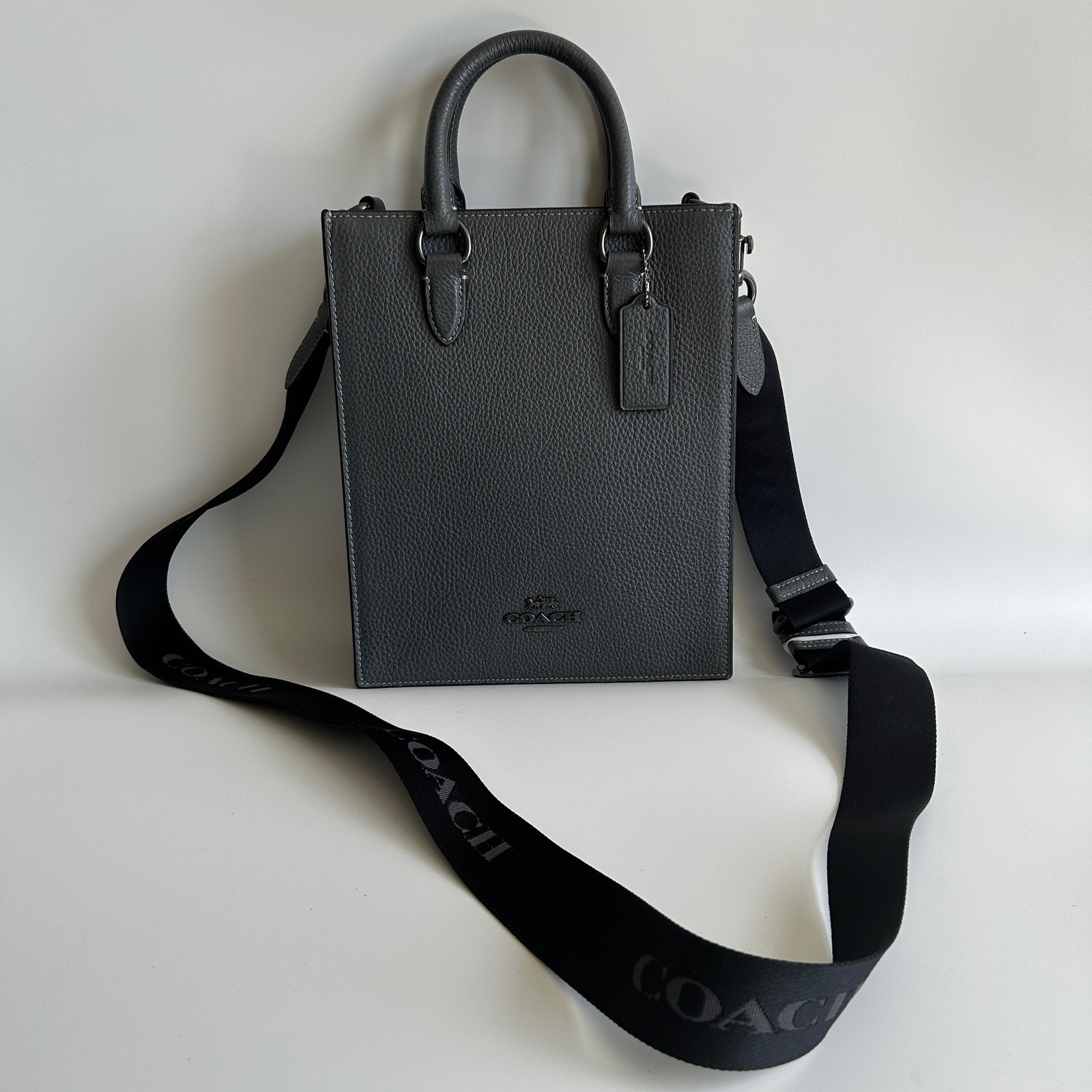 Coach Dylan Tote Graphite Grey Pebbled Leather Crossbody Bag NEW