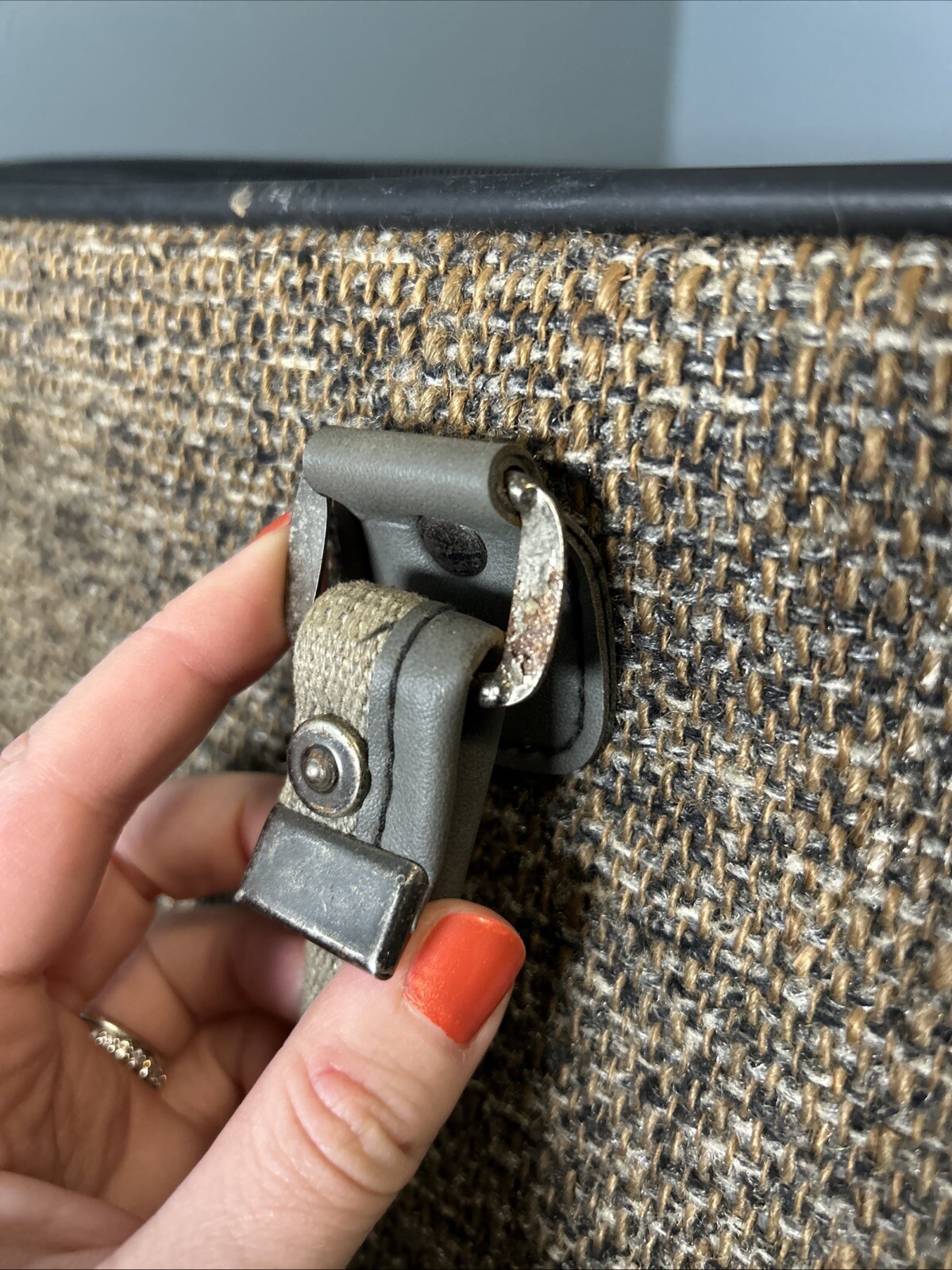 Diane Von Furstenberg Wool Tweed Double Strap Zip Around Large Luggage See Photo