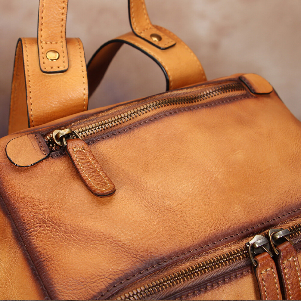 Genuine Leather Backpack Purse Men Vintage Rucksack Daypack for Travel Laptop