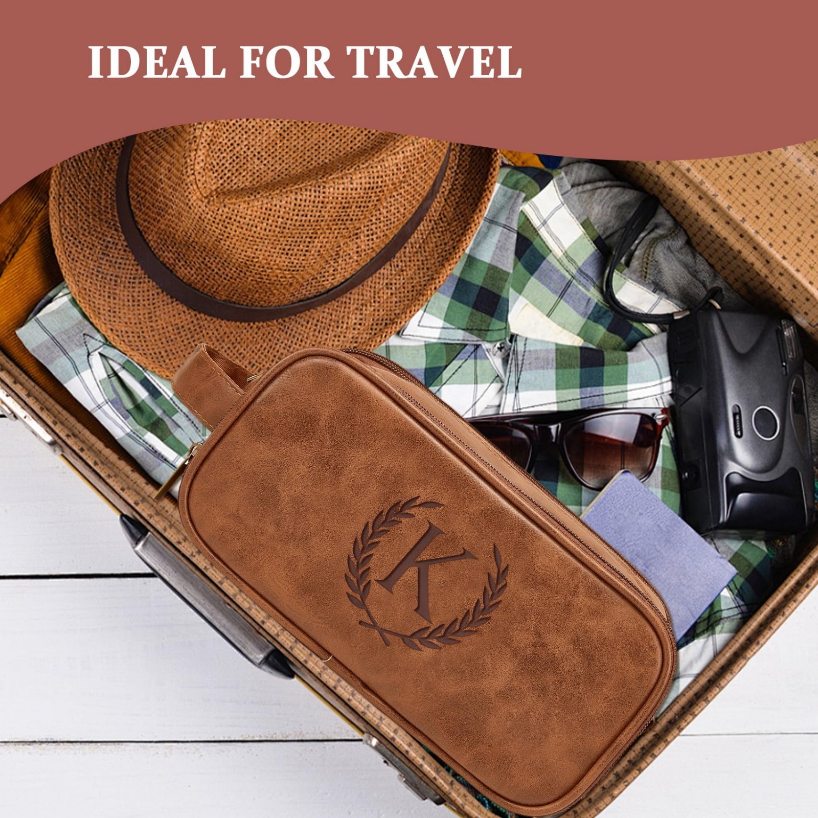 Waterproof Men’s Toiletry Bag – Personalized Leather Travel Organizer, Groomsmen