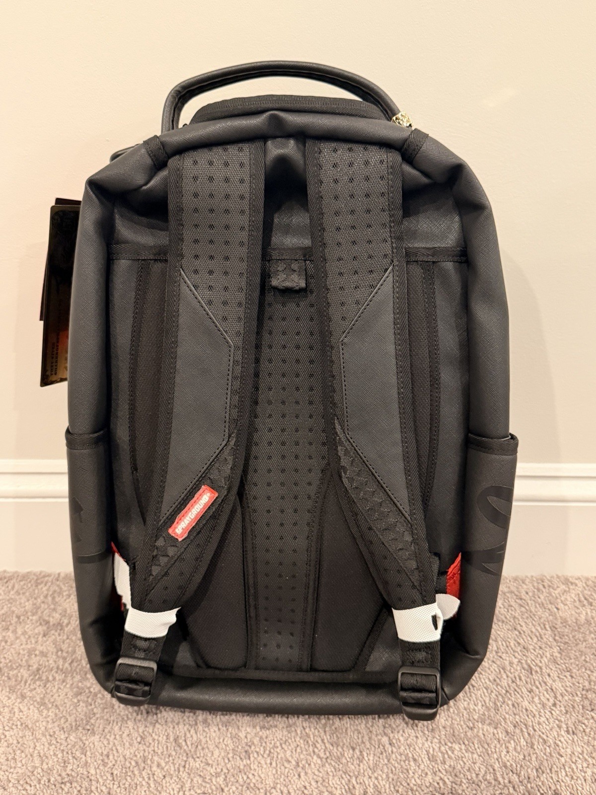 Sprayground Limited Edition Black Shark Mouth Backpack Red Lined Padded