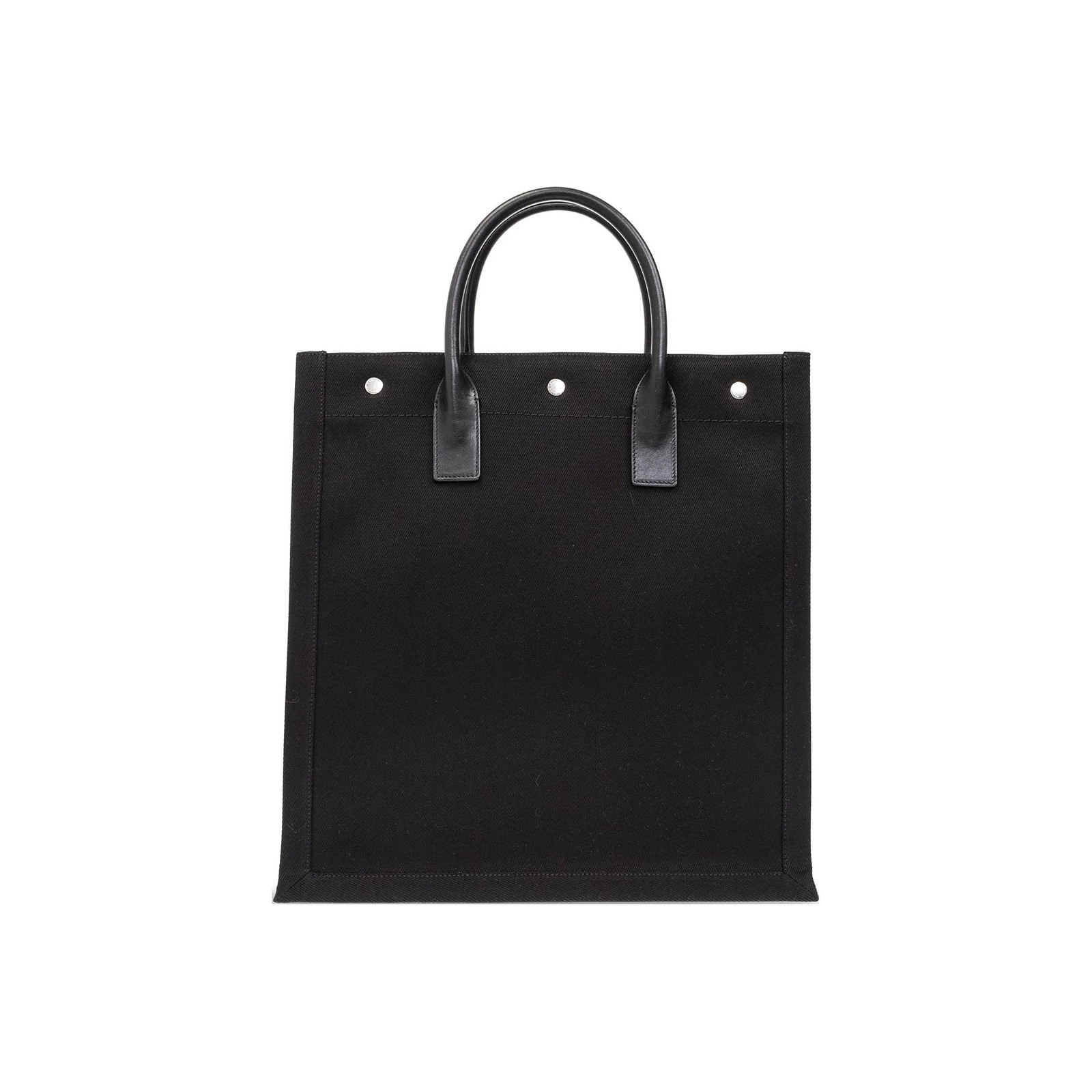 SAINT LAURENT Rive Gauche Leather Tote Bag for Men Black 15.4*14.6 in