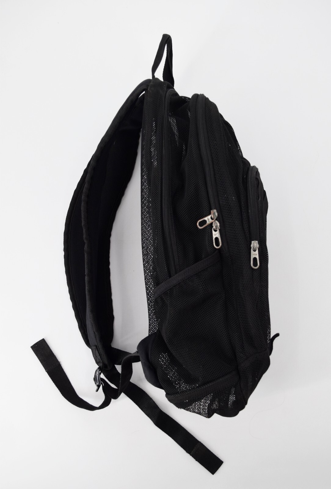 VTG Y2K Nike Mesh See Through Backpack Black 4 Pockets 18x13x5