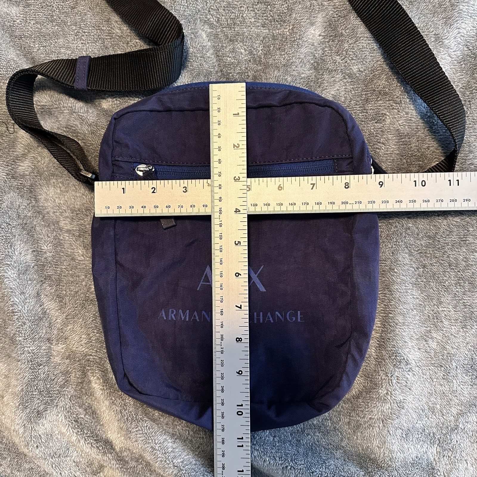 Men’s ARMANI EXCHANGE Shoulder Bag Logo Crossbody Camera Purse Travel Blue Navy