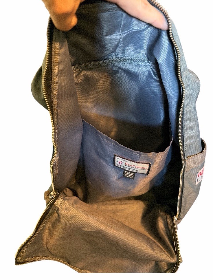 Red Canoe NASA Backpack Bag Gray Patches EUC