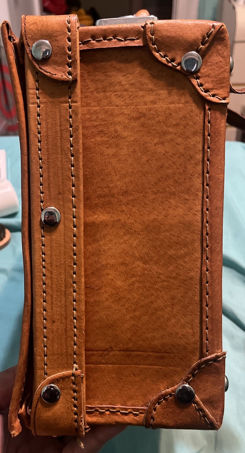 Vtg American Crew 15” Leather Bound Men’s Shaving Case EUC Read