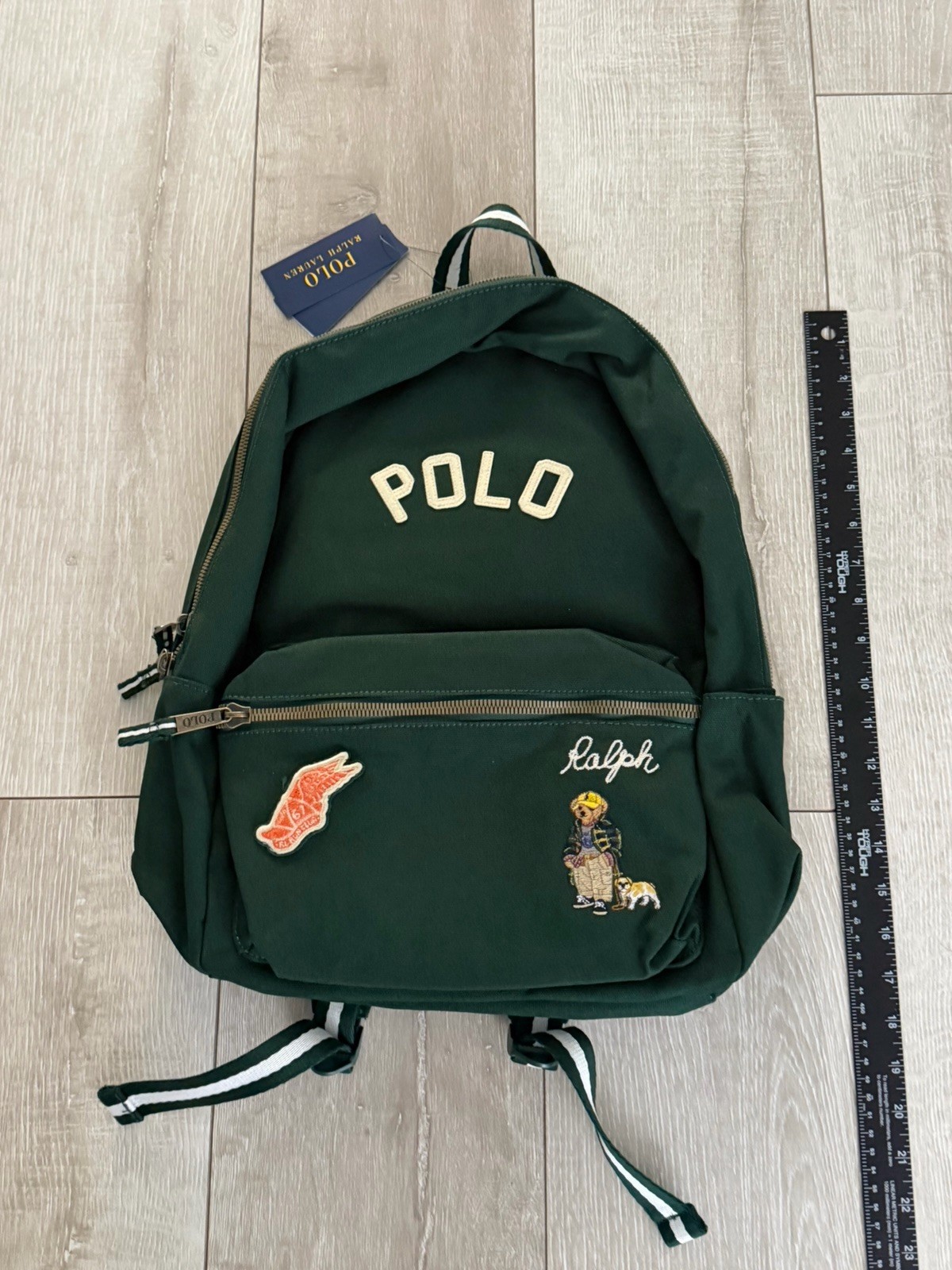 Polo Ralph Lauren Dark Green Varsity Polo Bear Backpack New