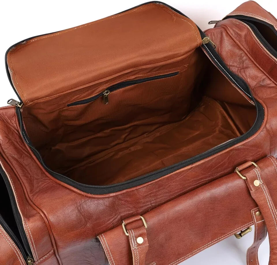 Leather Duffel Bag for Men and Women Grain Leather Travel Best Christmas Gift