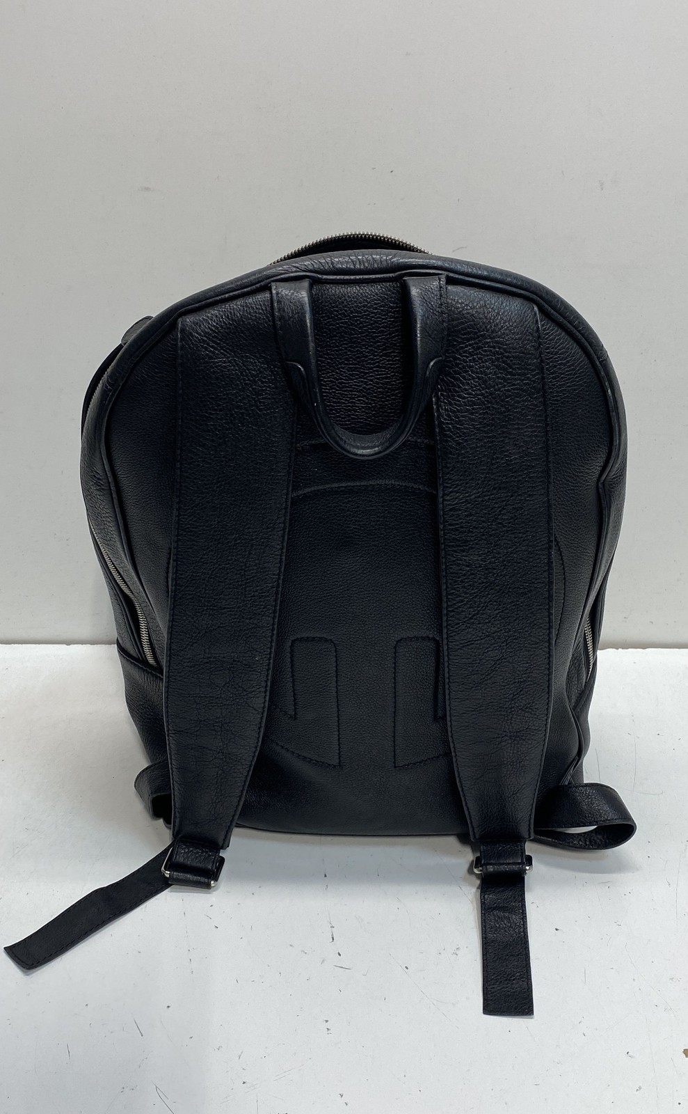 BLVD86 Black Pebbled Leather Backpack Large G Logo Silver Hardware