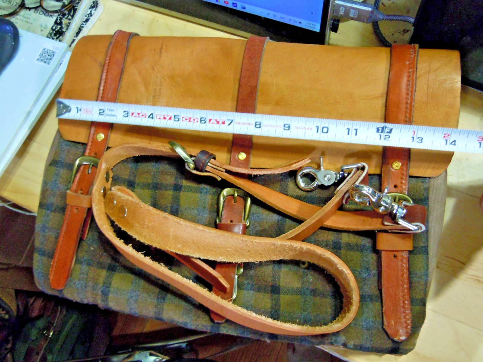 vintage Pendleton Wool Messenger Leather Satchel Brown Briefcase (on sale) #2