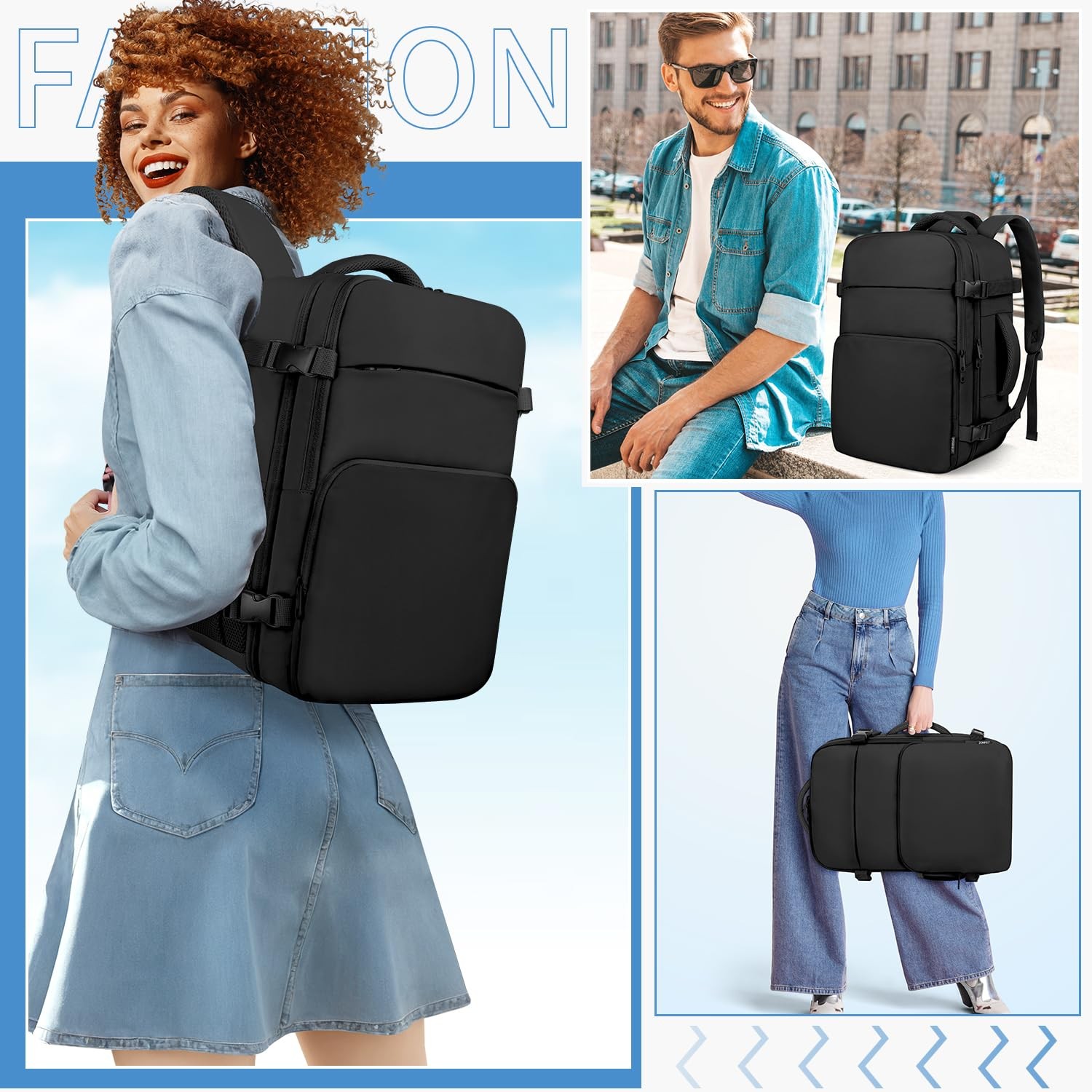 Travel Backpack for Women Men, 18 x 14 x 8 inch Carry on Backpack 17.3 inch L…