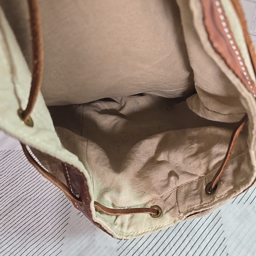 TERRA PAX Eco-friendly Hemp Linen Leather Beige TerraPax School Travel Backpack