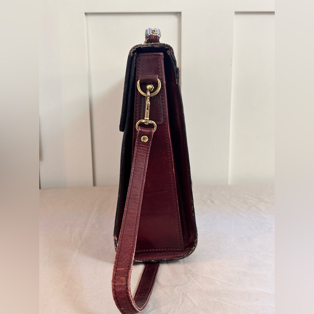 Schlesinger Full Grain Cowhide Burgundy Leather Briefcase Satchel Made in USA