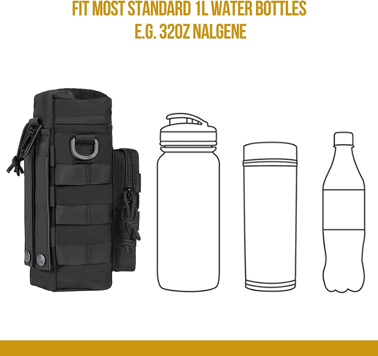 Tactical Molle Water Bottle Holder Pouch Outdoor Travel Camping Kettle Carrier