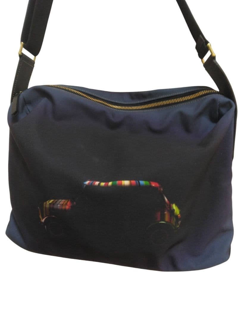 Paul Smith Mini Cooper Print Shoulder Bag Black Genuine Leather Mens Japan Used