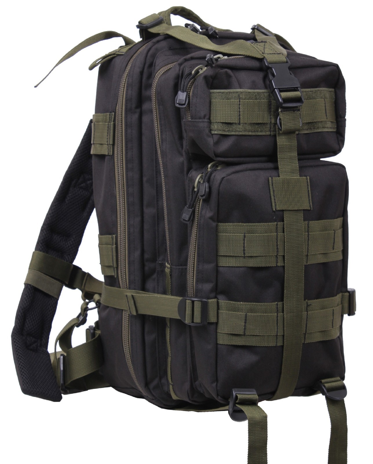 Olive Drab & Black Medium Transport Pack – Rothco 17″ MOLLE Tactical Backpack