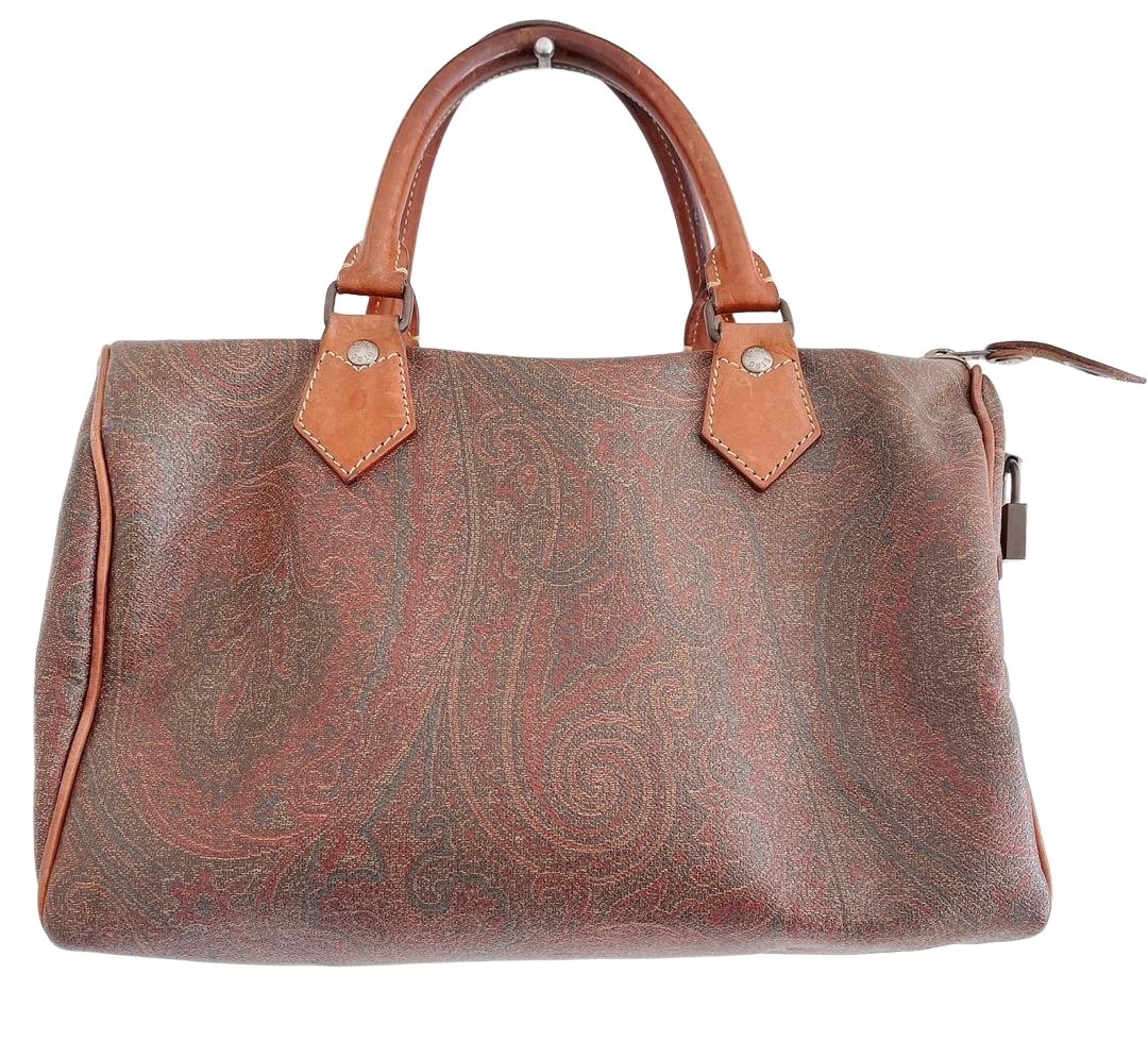 ETRO Paisley Pattern Duffle Bag Made in Italy PVC Leather 12x12x6 inches