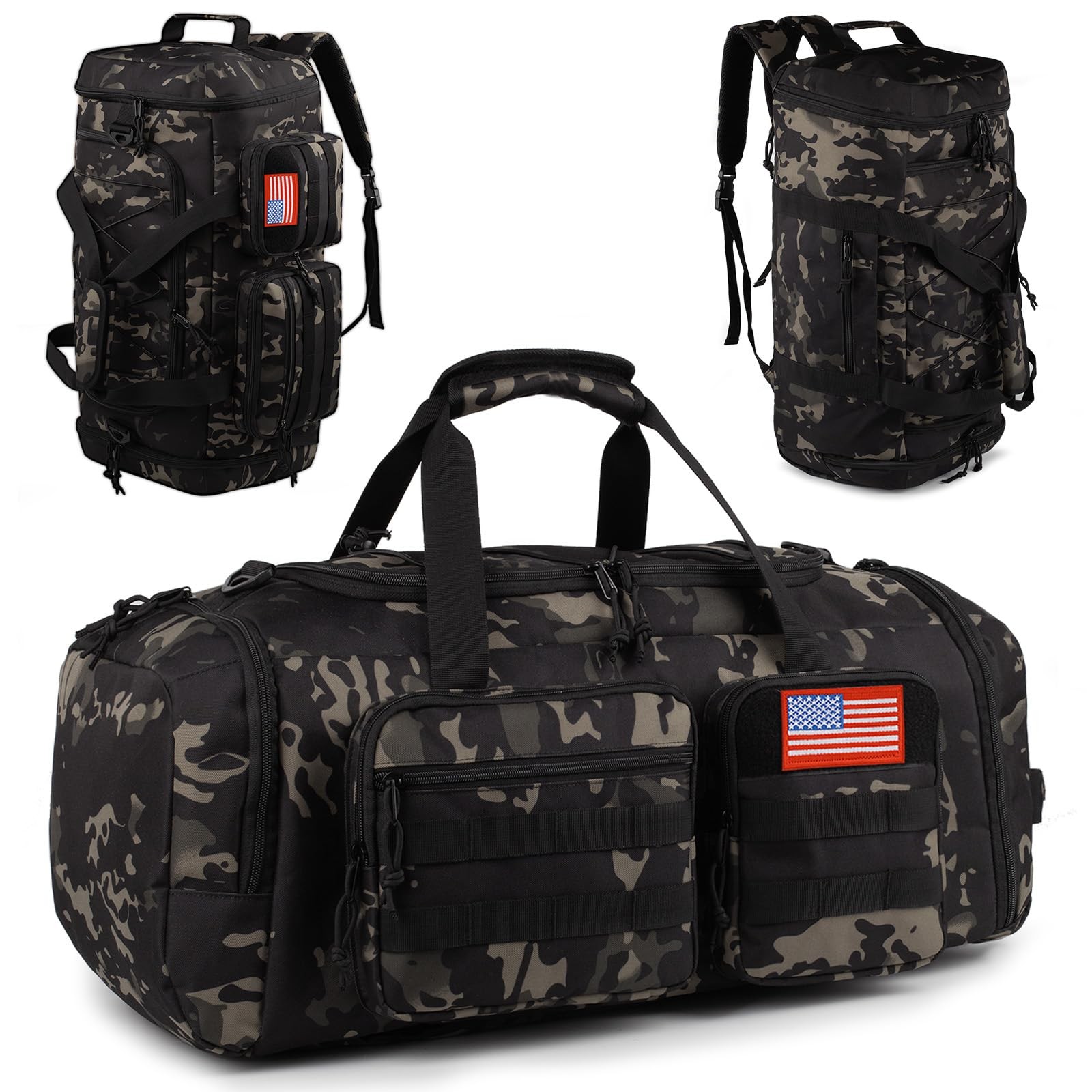 Tactical Gym Bag for Men，50L Large 3 in 1 Sports Duffle Bag with Shoes Compar…