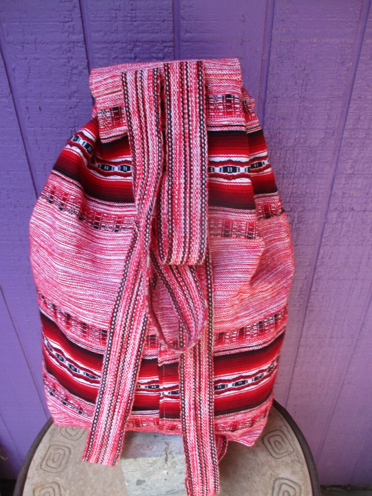 New Tribal Vivid Woven Fabric Backpack Sling Travel Bag Mexico Beach Festivals