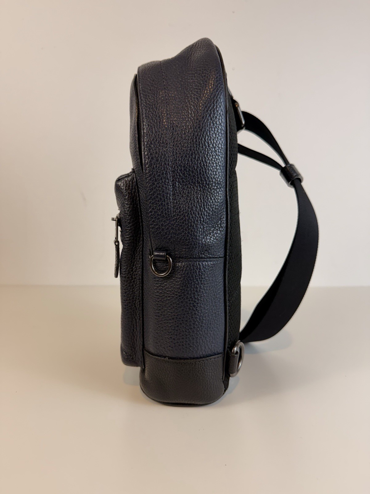 Coach Navy Blue Sling West Pack Backpack Carry Bag Pebbled Leather (2540)