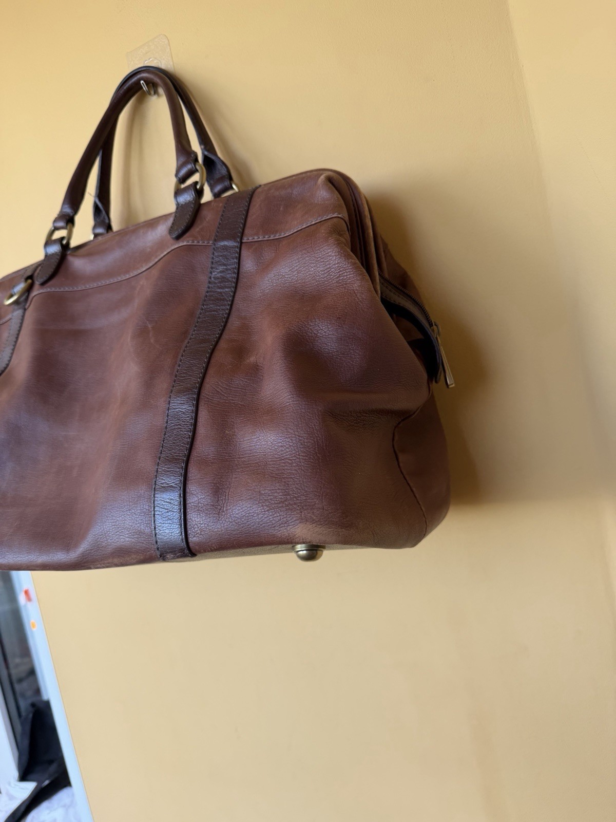 Fossil Cognac Leather Duffel Bag Travel Brown