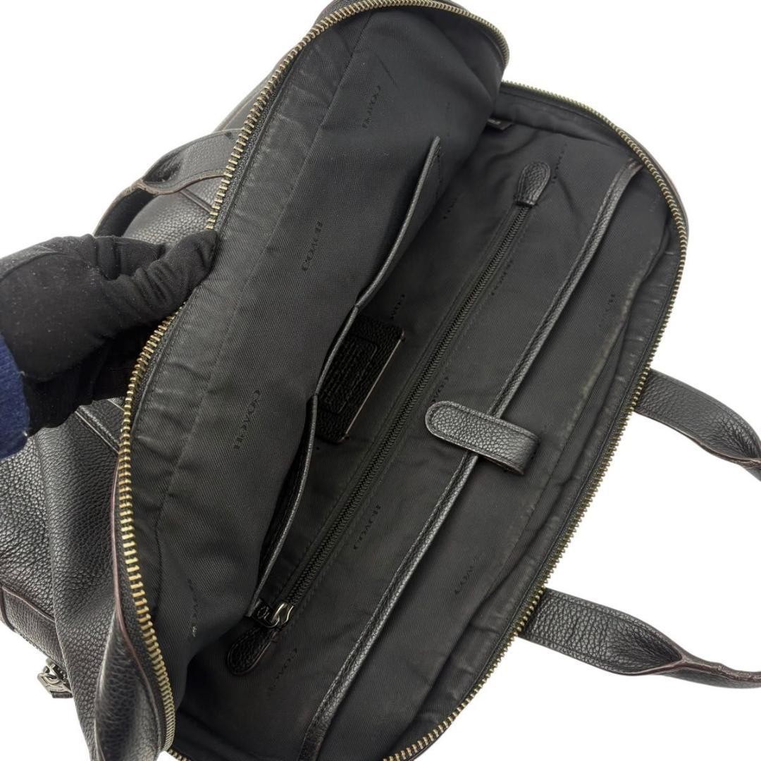 COACH Metropolitan Briefcase Top Handle Bag Charm Leather Men Black From Japan