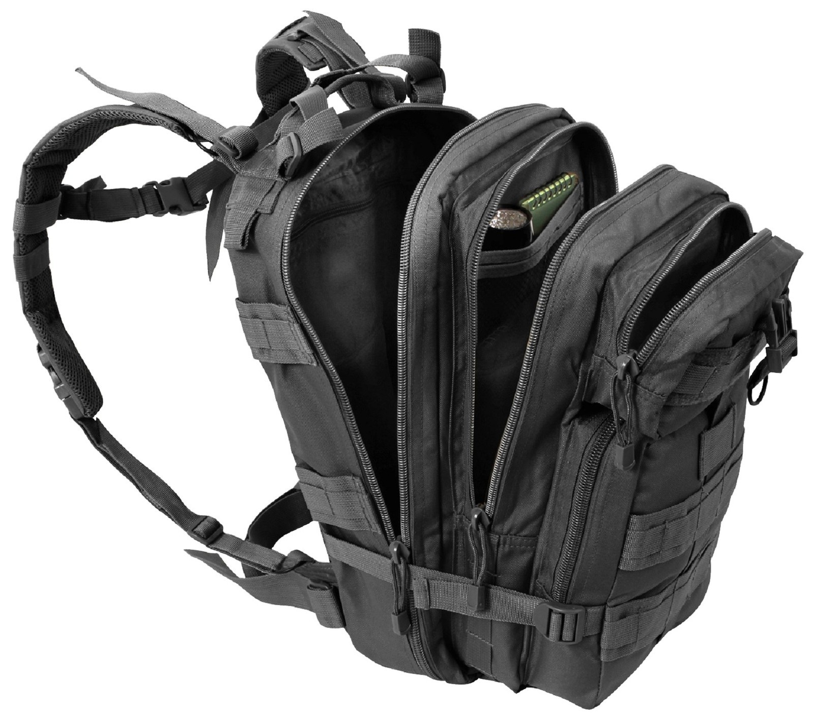 Olive Drab & Black Medium Transport Pack – Rothco 17″ MOLLE Tactical Backpack