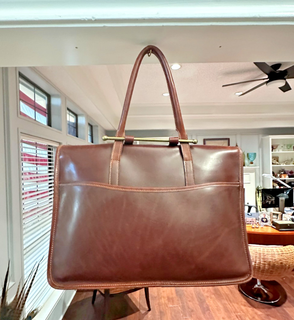 VINTAGE RARE LEVENGER SINGLE HANDLE BAR THIN MESSENGER BRIEFCASE 16″x13″