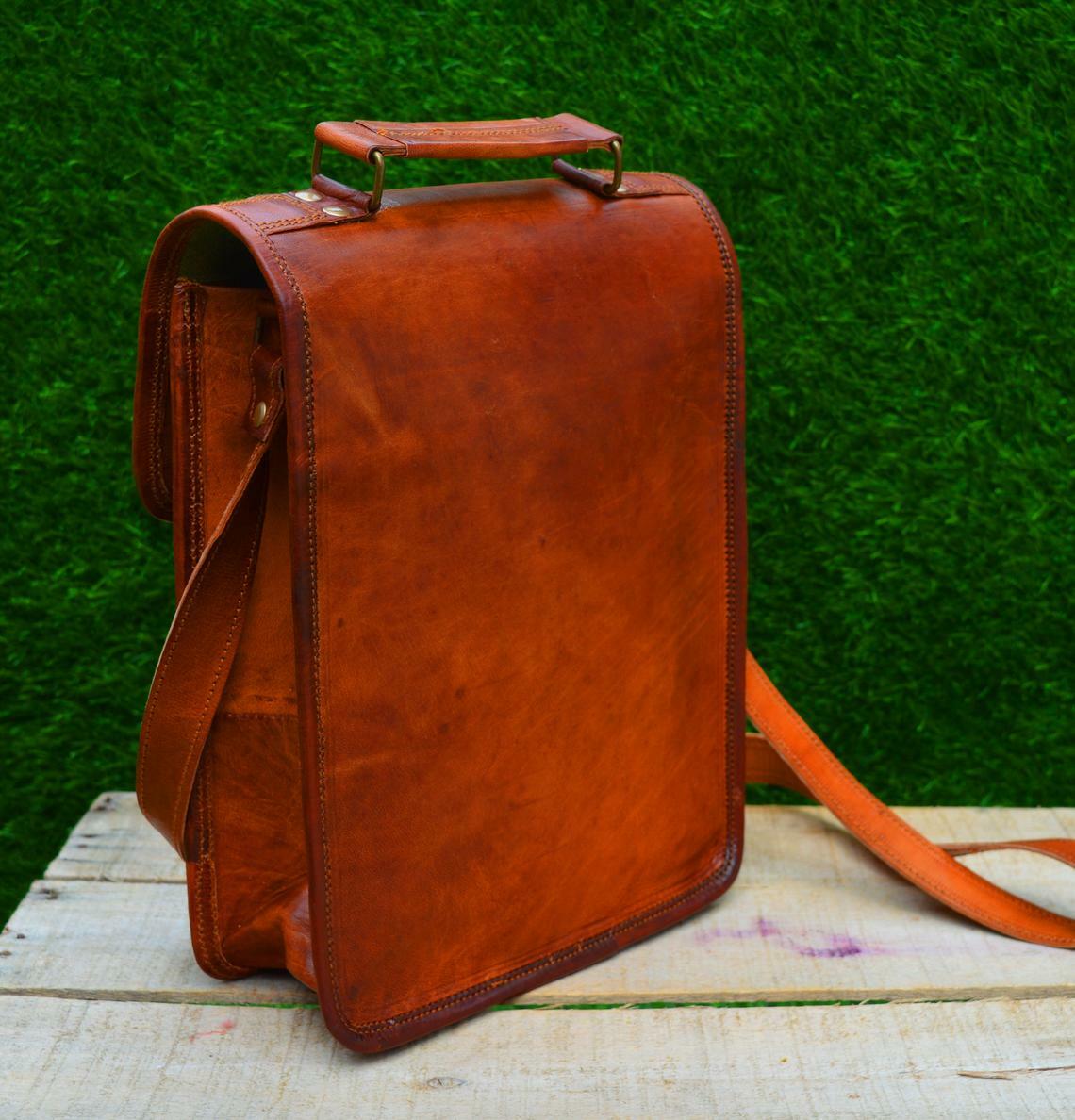 Messenger 13.5 Inch Laptop Satchel S Shoulder Bag Men’s Vintage Genuine Leather