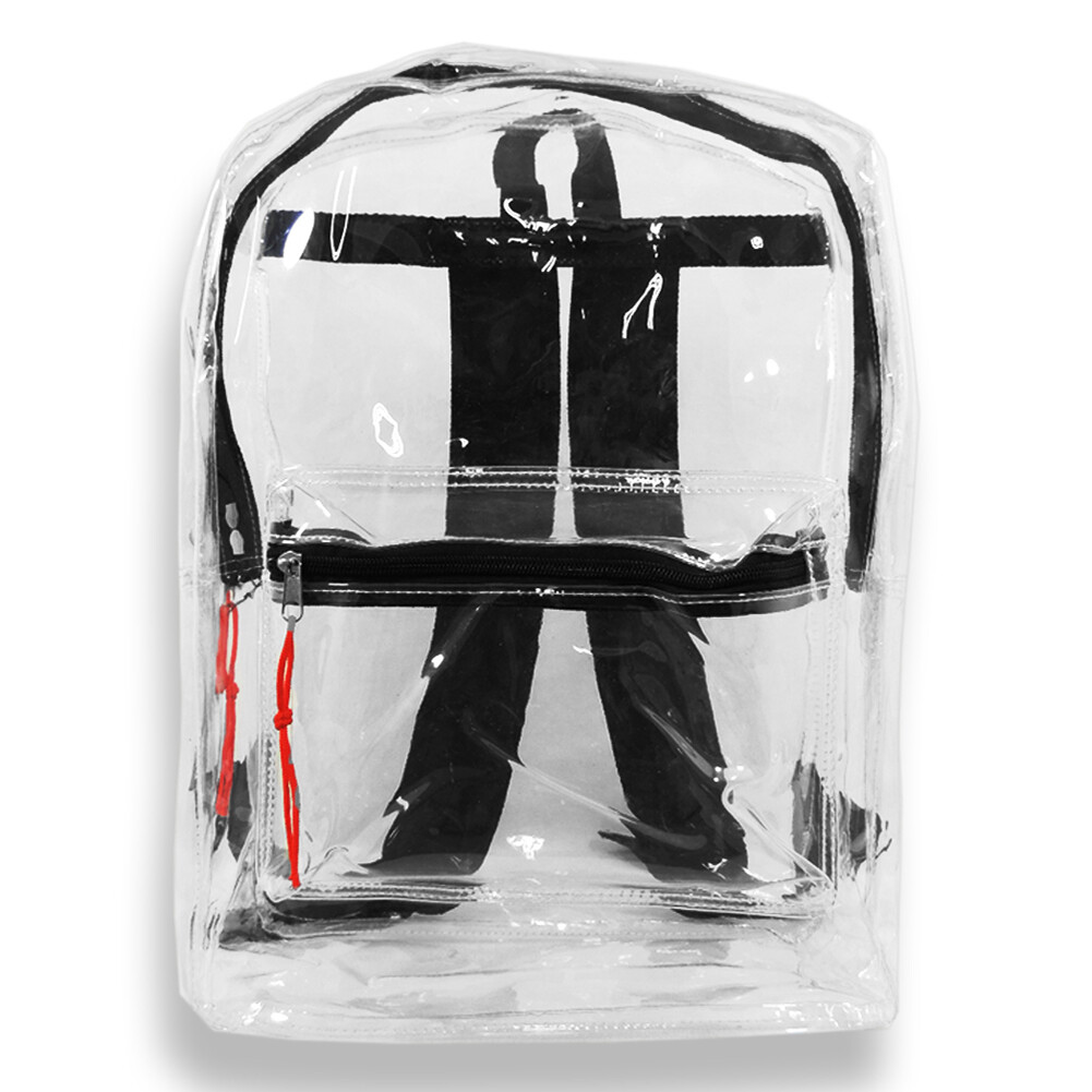 Transparent Clear Security Backpack Knapsack School College Bag with BLACK Trim