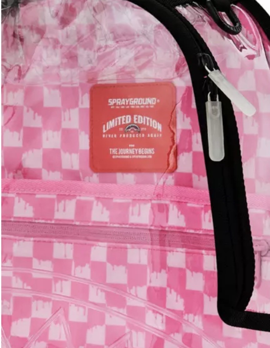 Sprayground PINK DRIP Clear Backpack❄️New PVC Transparent Bookbag School Bag
