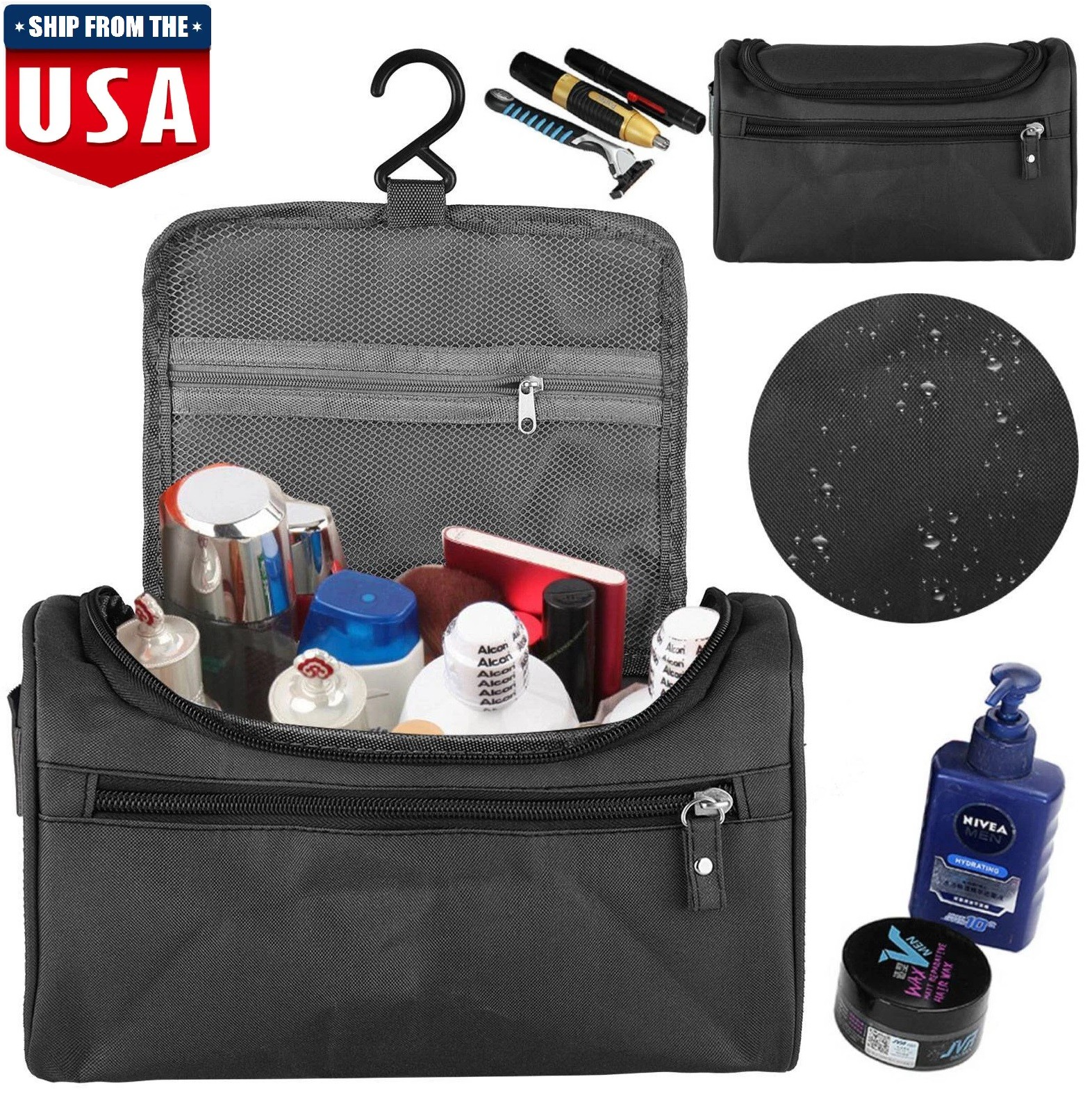 Men Women Travel Toiletry Bag Wash Kit Cosmetics Shaving Makeup Case Organizer