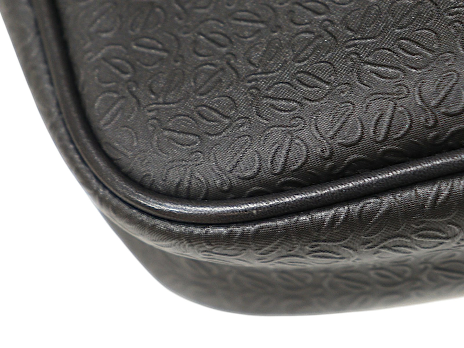 LOEWE Repeat Anagram Clutch Bag Zipper Closure Black Dust Bag