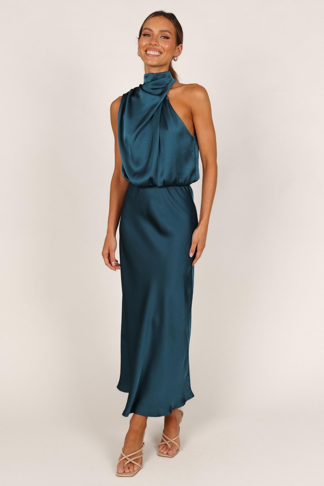 Petal & Pup Anabelle Halter Neck Midi Dress – Teal M Teal U1