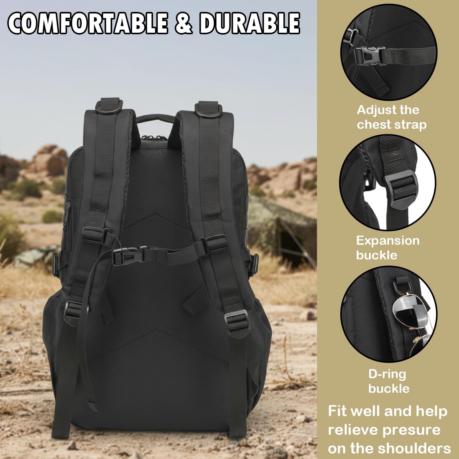 Military Tactical Backpack for Men, Outdoor Assault Backpack MOLLE Webbing De…