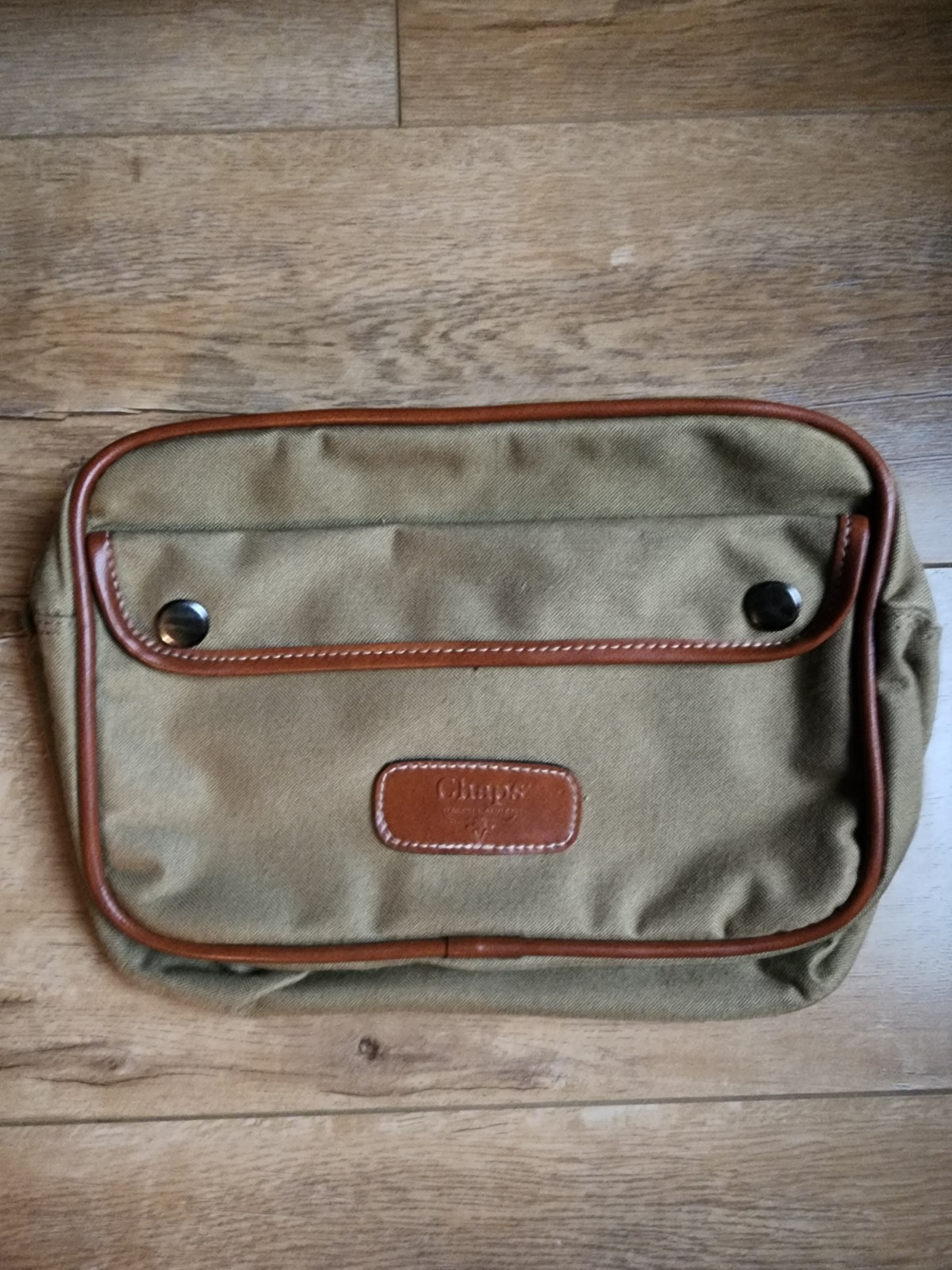 NEW CHAPS RALPH LAUREN Travel Toiletry Bag Hard Canvas Zip Dopp Military 9x6x2.5