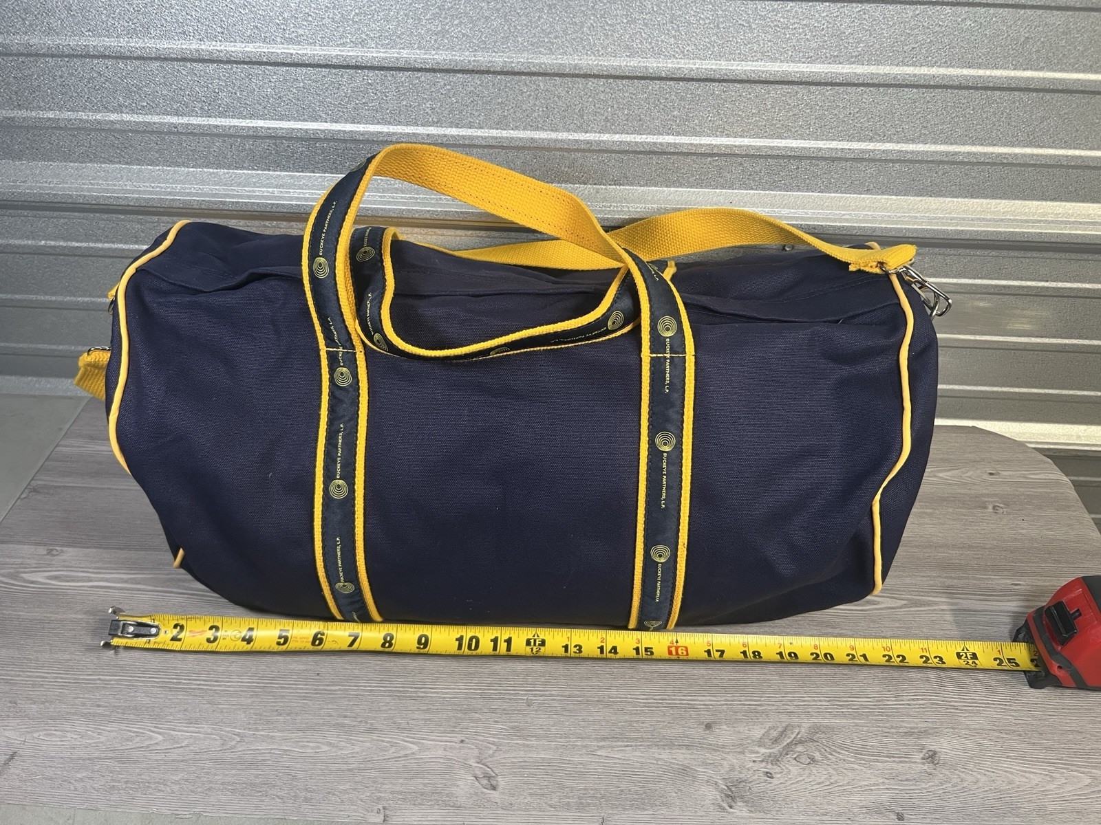 Scarborough & Tweed Banker Bag Canvas 21″ Duffle Blue Yellow Buckeye Partners
