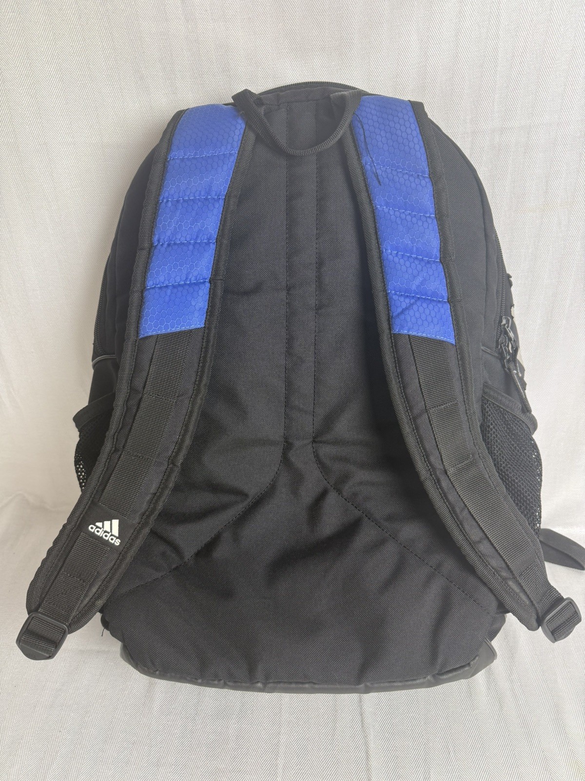 adidas Blue/Black 3-Stripes Backpack Zip, Medium, Adjustable Padded Straps
