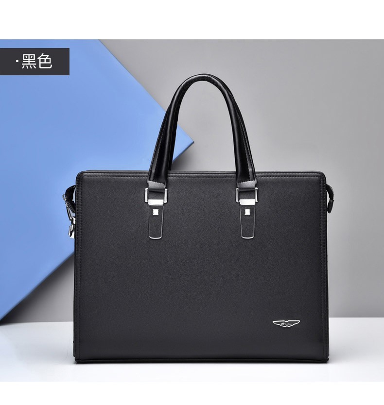 Business Wear-Resistant Leather Hand Briefcase Multi-Pocket Laptop Bag Notebook