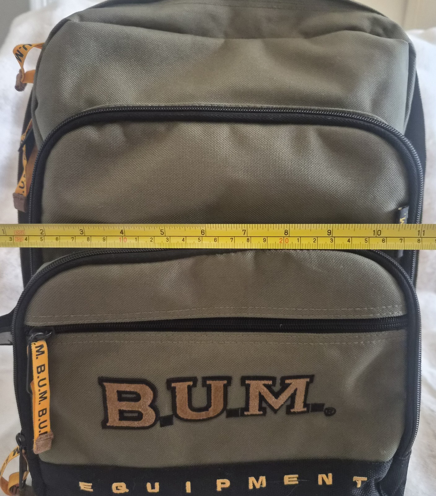 Rare Vintage B.U.M. Equipment Backpack Olive Green School Laptop Travel Bag Y2K