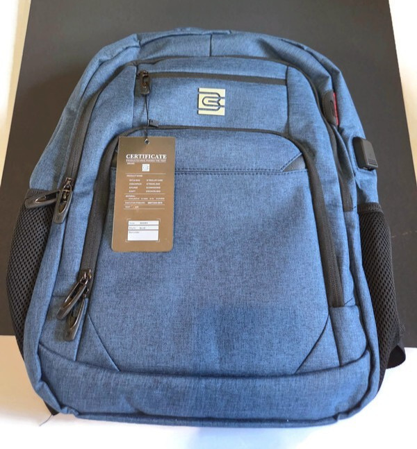 Bruno Cavalli Laptop Bag USB Charging Backpack Blue NEW