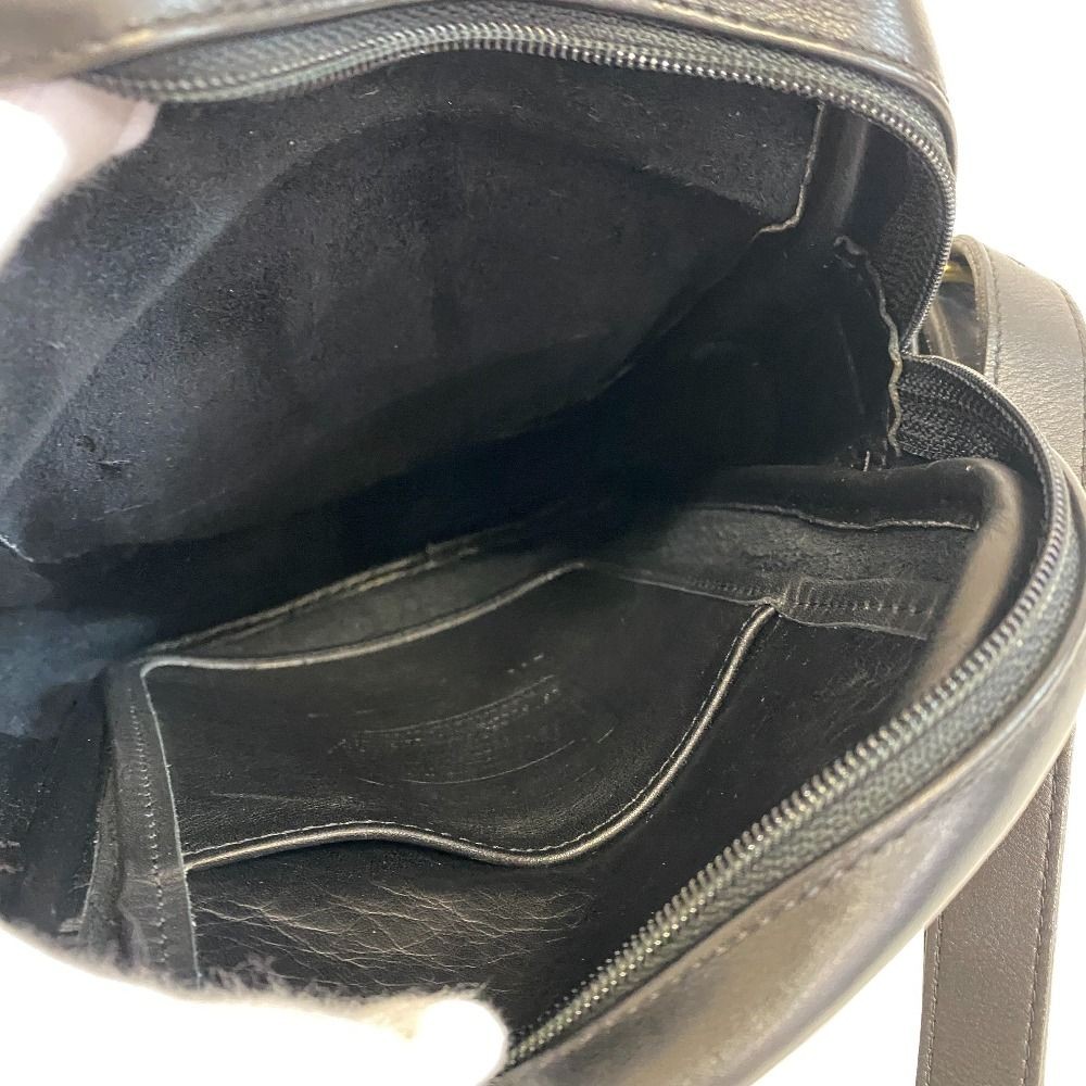 COACH Vintage Leather Shoulder Bag Men Black Crossbody with Charm