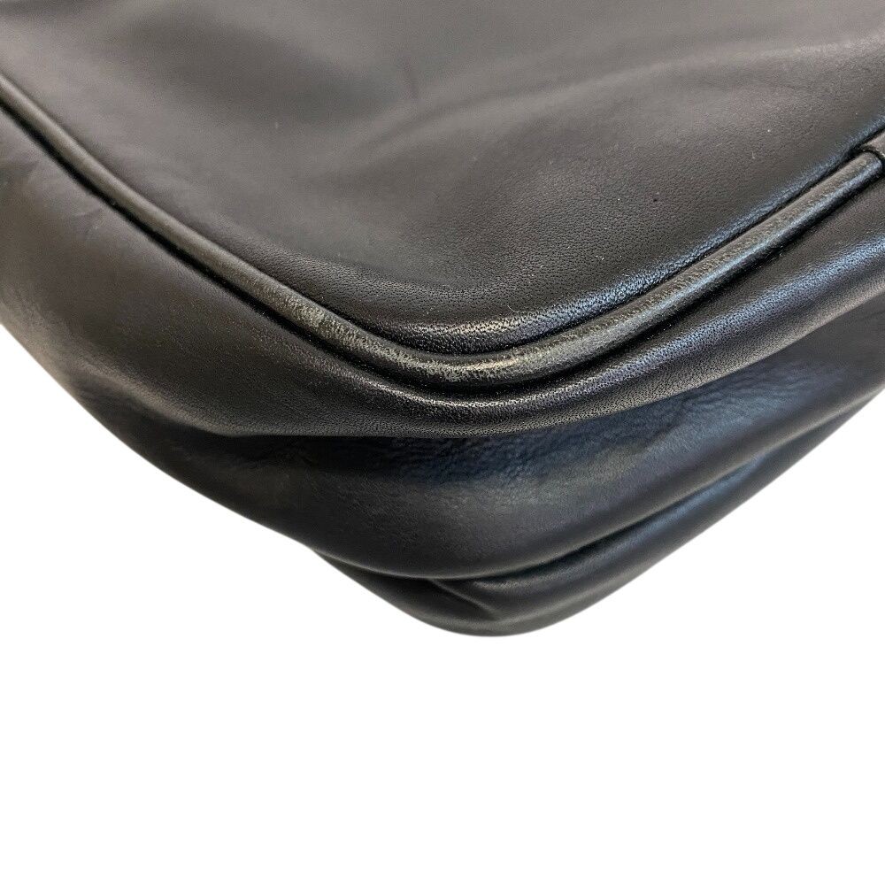 COACH Vintage Leather Shoulder Bag Men Black Crossbody with Charm